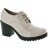 Sapato Oxford Salto Grosso 7cm - Verniz Nude