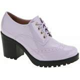 Sapato Oxford Salto Grosso 7cm - Verniz Lilás
