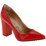 Scarpin Salto Grosso ou Fino 7cm - Couro Vermelho/ Vz Vermelho