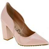 Scarpin Salto Grosso ou Fino 7cm - Verniz Camélia/ Couro Camélia