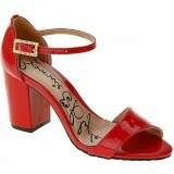 Sandália Social Salto Grosso 7cm - Verniz Vermelho