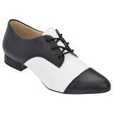 Sapato Social Oxford Comfort Salto 2cm - Couro Preto/ Couro Branco