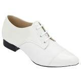 Sapato Social Oxford Comfort Salto 2cm - Verniz Branco/ Couro Branco