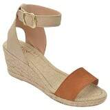 Sandália Verão Salto Anabela 6cm - Nobuck Bege/ Nobuck Conhaque