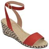 Sandália Verão Salto Anabela 6cm - Nobuck Vermelho