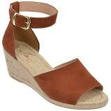 Sandália Verão Salto Anabela 6cm - Couro Ferrugem