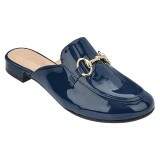 Mule Social Salto 1cm - Verniz Marinho