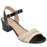 Sandália Social Salto 4,5cm Tamanhos Grandes - Napa Off White/ Verniz Preto