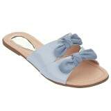 Sandália Rasteira opção de Tamanhos Grandes - Verniz Azul Light/ Camurça Denim