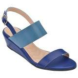 Sandália Anabela Salto 4,5 cm Tamanhos Grandes - Napa Petróleo/ Denim