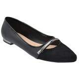 Sapatilha Saltinho 1cm - Camurça Preta/ Santorine Preto/ Verniz Preto