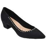 Scarpin Tradicional Salto Grosso 4,5cm - Suede Preto