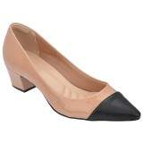 Scarpin Tradicional Salto Grosso 4,5cm - Napa Preta/ Verniz Antique