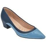 Scarpin Tradicional Salto Grosso 4,5cm - Verniz Denim/ Napa Marinho