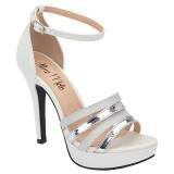 Sandália Meia Pata Festa Salto 12cm Tamanhos Grandes - Specho Prata/ Prata/ Verniz Branco