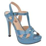 Sandália Meia Pata Festa Salto 12cm Tamanhos Grandes - Verniz Denim
