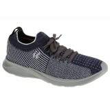 Tênis de Malha Super Conforto Sola Eva 2cm - Malha Azul Cinza Branco