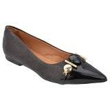 Scarpin Bico Fino Salto 1cm - Piton Marrom/ Verniz Preto