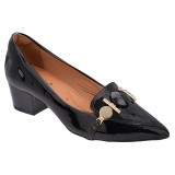 Scarpin Social Palmilha Comfort Salto Grosso 3,5cm - Verniz Preto