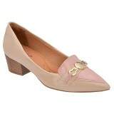 Scarpin Social Palmilha Comfort Salto Grosso 3,5cm - Verniz Nude/ Verniz Rosa