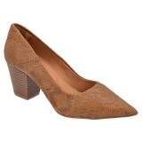 Scarpin Social Palmilha Comfort Salto Grosso 6,5cm - Piton Canela