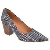 Scarpin Social Palmilha Comfort Salto Grosso 6,5cm - Xadrez Preto