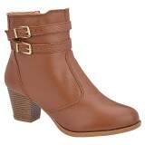 Bota Cano Curto Salto Fachete 6cm - Couro Caramelo