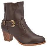 Bota Cano Curto Salto Fachete 6cm - Couro Café