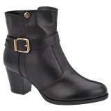 Bota Cano Curto Salto Fachete 6cm - Couro Preto
