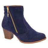 Bota Cano Curto Salto Fachete 6cm - Camurça Marinho