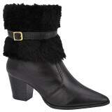 Bota Social Salto Grosso Fachete 6cm - Couro Preto/ Pele Preto