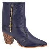 Bota Social Salto Grosso Fachete 6cm - Couro Marinho/ Escama Marinho