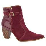 Bota Social Salto Grosso Fachete 6,5cm - Camurça Merlô/ Verniz Merlô