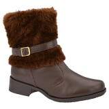 Coturno Casual Cano Baixo Salto 3,5cm - Couro Café