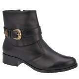 Coturno Casual Cano Baixo Salto 3,5cm - Couro Preto