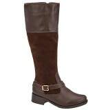 Bota Montaria Cano Alto Salto 3,5cm - Couro Café/ Camurça Café