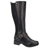 Bota Montaria Cano Alto Salto 3,5cm - Couro Preto/ Lycra