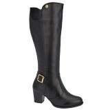 Bota Montaria Cano Alto Salto 6cm - Couro Preto