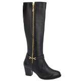 Bota Montaria Cano Alto Salto 6cm - Couro Preto
