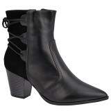 Bota Social Salto Grosso Fachete 6cm - Couro Preto/ Camurça Preto