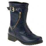 Bota Montaria Cano Baixo Salto P.U 4cm - Couro Marinho
