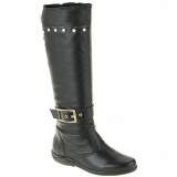 Bota Sola Rasteira Cano Medio - Couro Preto