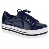 Sapatênis Feminino Plataforma 4cm - Verniz Marinho