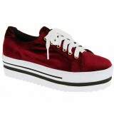 Sapatênis Feminino Plataforma 4cm - Veludo Marsala