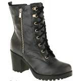 Bota Coturno Salto Grosso 7cm - Mesclado Preto