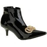 Bota Bico Fino Salto 5cm - Verniz Preto/ Cobra