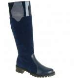 Bota Cano Alto Montaria Salto 3,5cm - Marinho/ Camurça Marinho/ Verniz Marinho