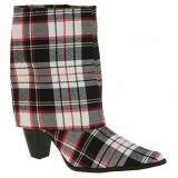 Bota Country Bico Fino Cano Baixo Salto 8,5cm - Tecido Xadrez Off