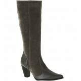 Bota Country Bico Fino Cano Alto Salto 8,5cm - Couro Cinza/ Camurça Cinza
