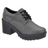 Sapato Feminino Sola Borracha Salto 7cm - Couro Cinza